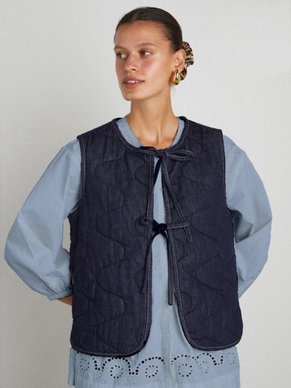 Damson Madder Tilly Quilter Gilet in Blue/Denim